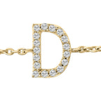 10K Yellow Gold Diamond Accent "A-Z" Initial Charm and Link Bracelet
