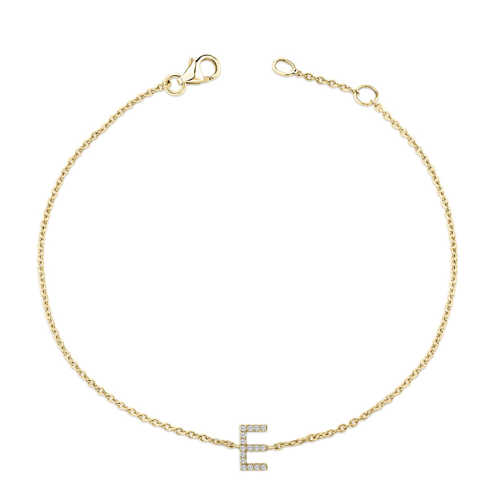 10K Yellow Gold Diamond Accent "A-Z" Initial Charm and Link Bracelet