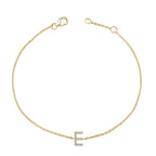 10K Yellow Gold Diamond Accent "A-Z" Initial Charm and Link Bracelet