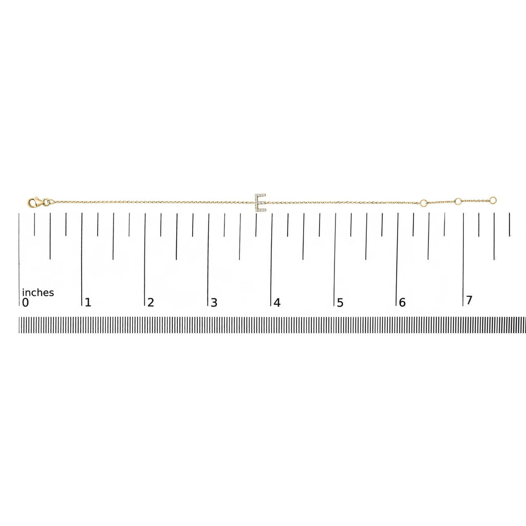 10K Yellow Gold Diamond Accent "A-Z" Initial Charm and Link Bracelet