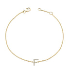 10K Yellow Gold Diamond Accent "A-Z" Initial Charm and Link Bracelet