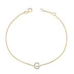 10K Yellow Gold Diamond Accent "A-Z" Initial Charm and Link Bracelet