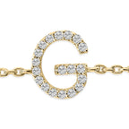 10K Yellow Gold Diamond Accent "A-Z" Initial Charm and Link Bracelet