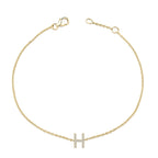 10K Yellow Gold Diamond Accent "A-Z" Initial Charm and Link Bracelet