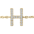 10K Yellow Gold Diamond Accent "A-Z" Initial Charm and Link Bracelet