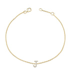 10K Yellow Gold Diamond Accent "A-Z" Initial Charm and Link Bracelet