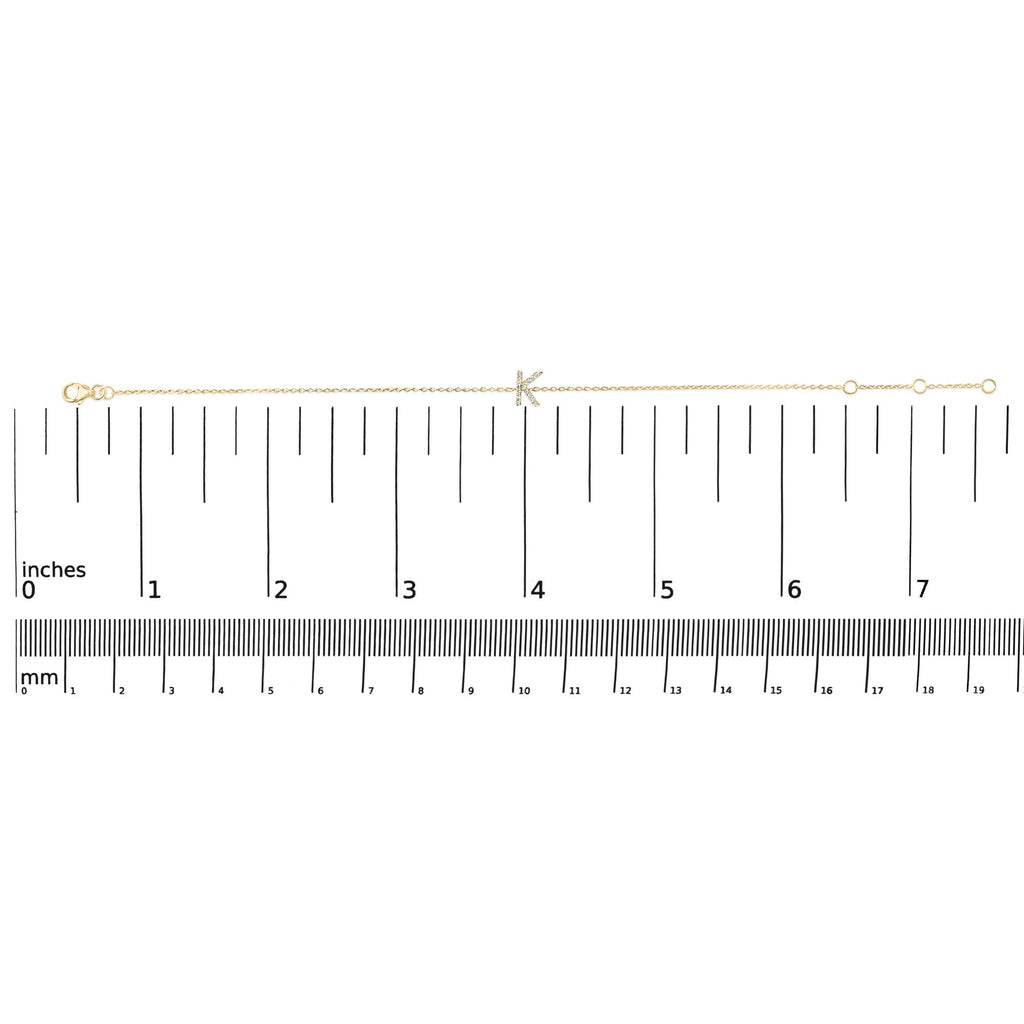 10K Yellow Gold Diamond Accent "A-Z" Initial Charm and Link Bracelet
