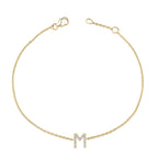 10K Yellow Gold Diamond Accent "A-Z" Initial Charm and Link Bracelet