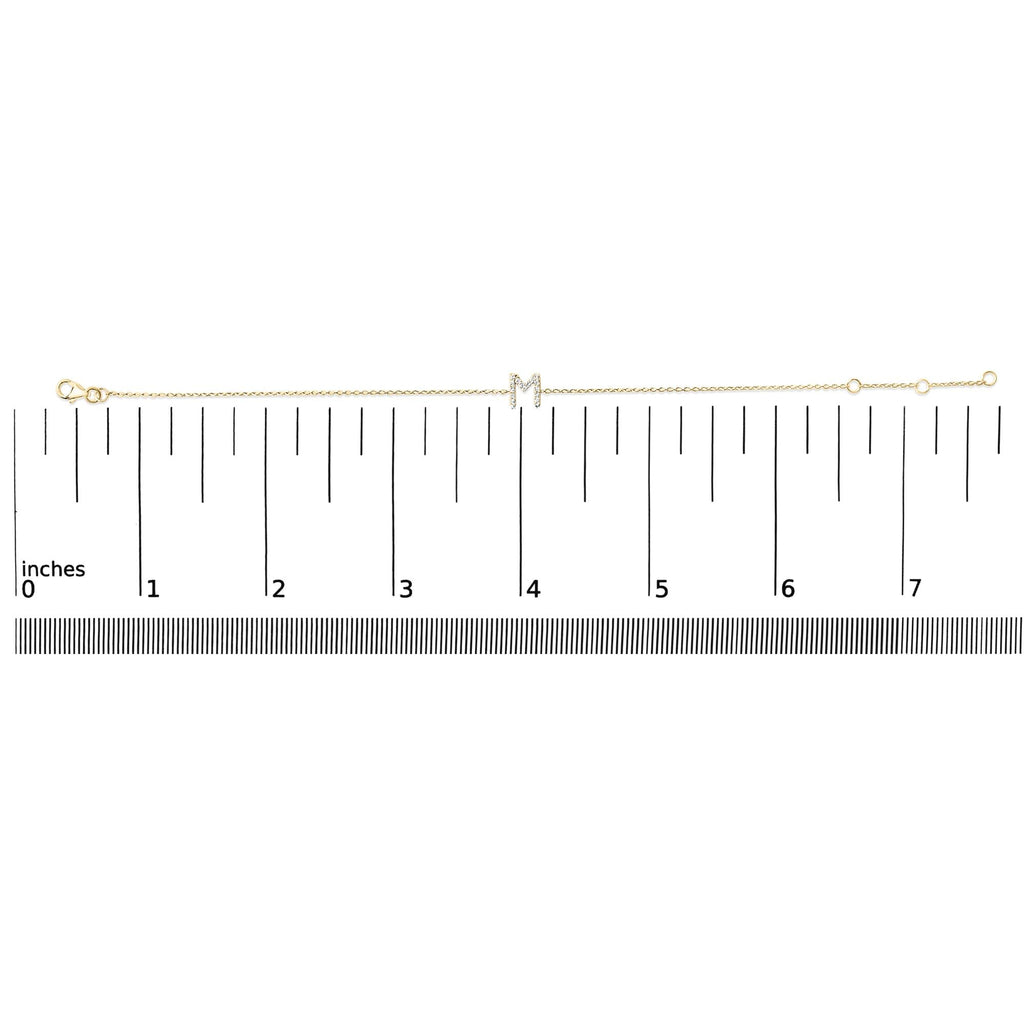 10K Yellow Gold Diamond Accent "A-Z" Initial Charm and Link Bracelet