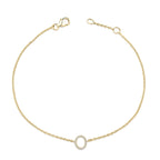 10K Yellow Gold Diamond Accent "A-Z" Initial Charm and Link Bracelet