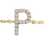 10K Yellow Gold Diamond Accent "A-Z" Initial Charm and Link Bracelet