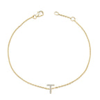 10K Yellow Gold Diamond Accent "A-Z" Initial Charm and Link Bracelet