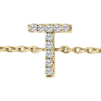 10K Yellow Gold Diamond Accent "A-Z" Initial Charm and Link Bracelet