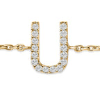 10K Yellow Gold Diamond Accent "A-Z" Initial Charm and Link Bracelet