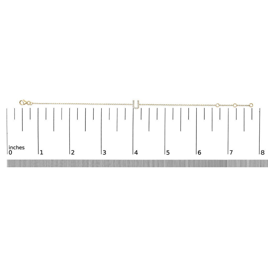10K Yellow Gold Diamond Accent "A-Z" Initial Charm and Link Bracelet