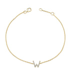 10K Yellow Gold Diamond Accent "A-Z" Initial Charm and Link Bracelet