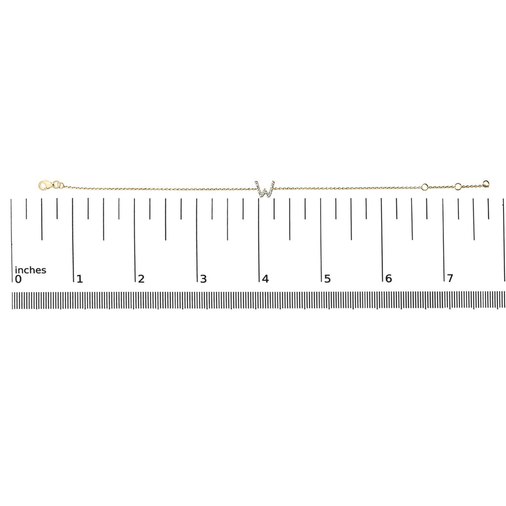 10K Yellow Gold Diamond Accent "A-Z" Initial Charm and Link Bracelet
