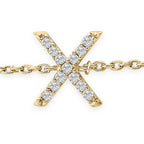 10K Yellow Gold Diamond Accent "A-Z" Initial Charm and Link Bracelet