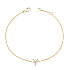 10K Yellow Gold Diamond Accent "A-Z" Initial Charm and Link Bracelet