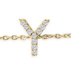 10K Yellow Gold Diamond Accent "A-Z" Initial Charm and Link Bracelet