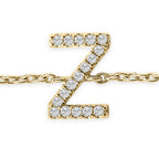 10K Yellow Gold Diamond Accent "A-Z" Initial Charm and Link Bracelet