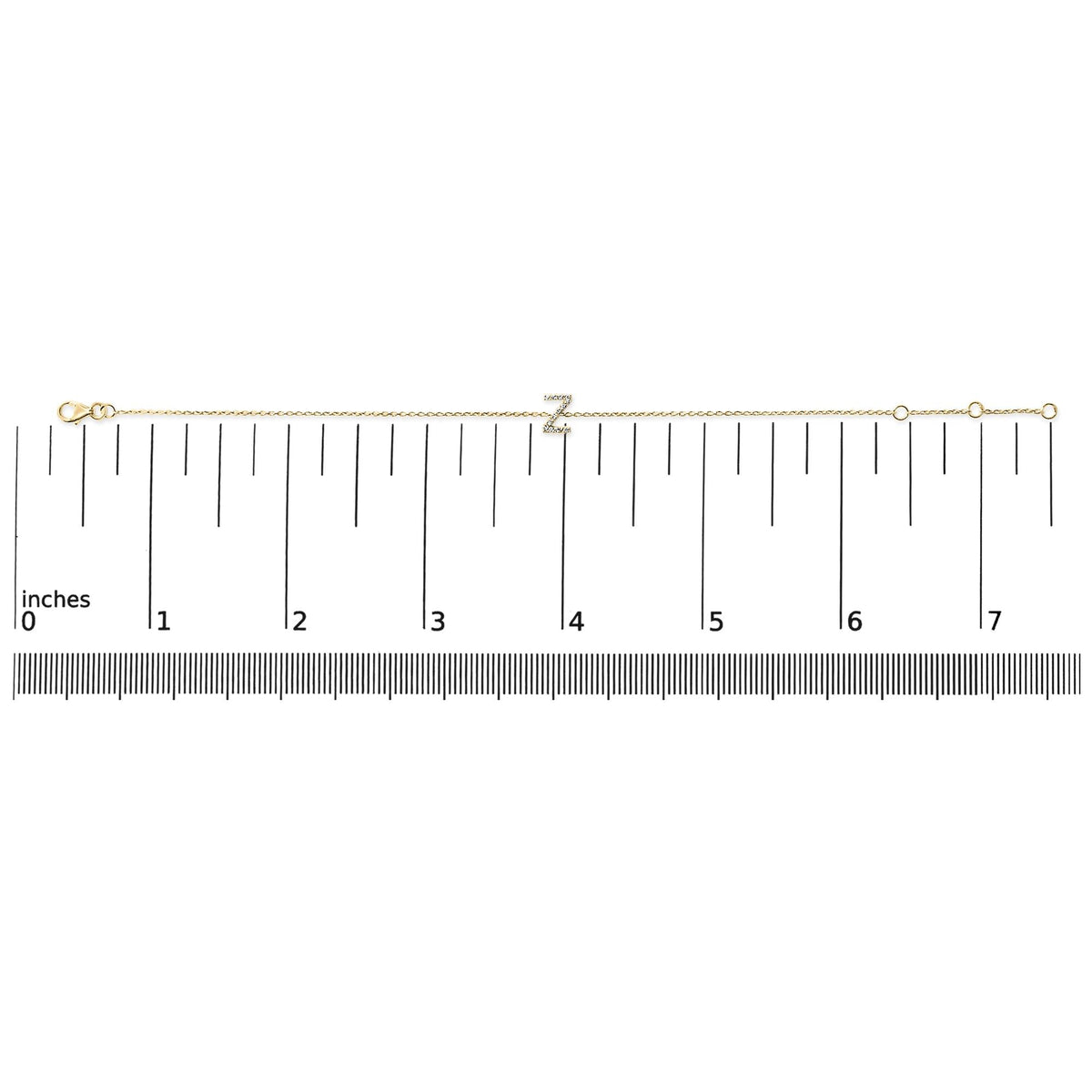 10K Yellow Gold Diamond Accent "A-Z" Initial Charm and Link Bracelet