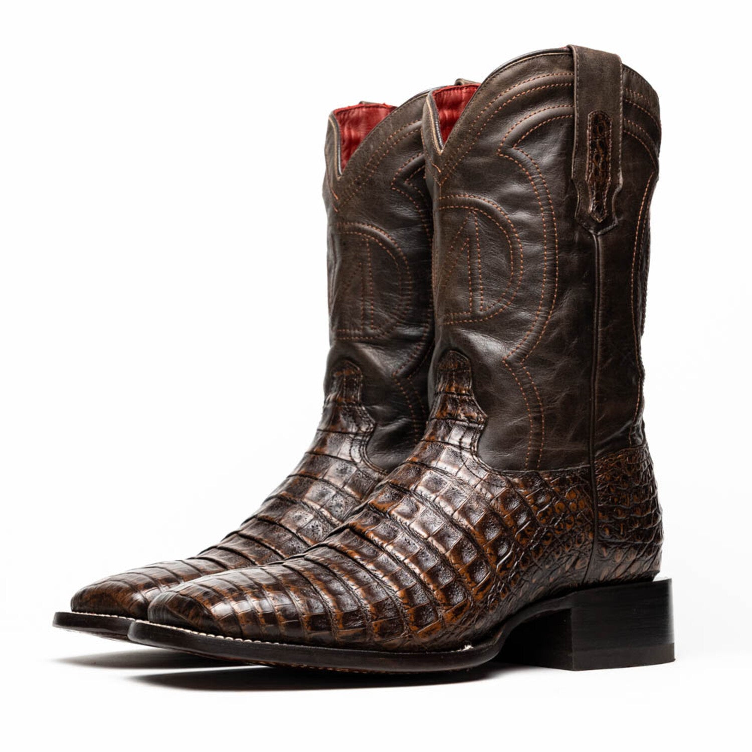 Tucson // Caiman Belly Leather Western Boots // Aged Brown