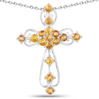 2.24 Carat Genuine Yellow Sapphire .925 Sterling Silver Pendant