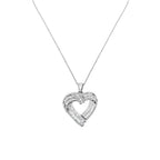 Sterling Silver 7/8 cttw Baguette Diamond Heart Pendant Necklace (I-J, I2-I3)