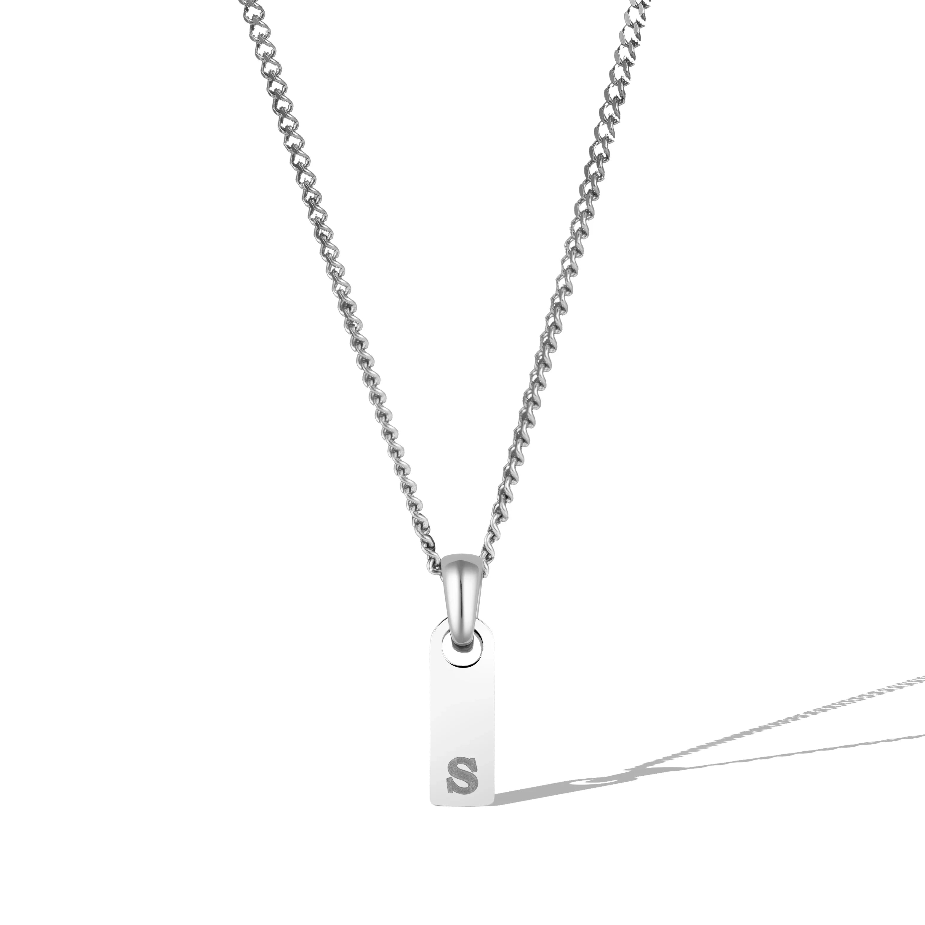 Initial Tag Necklace - Silver