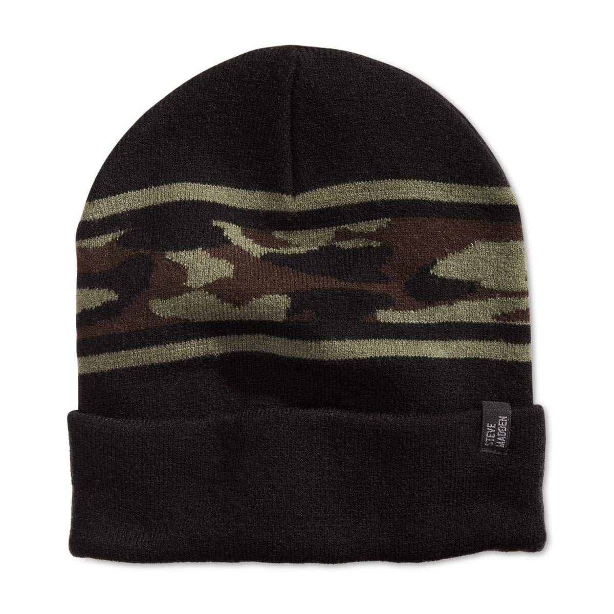 Steve Madden Mens Camouflage Winter Beanie Hat Black OS