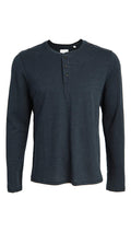 Billy Reid Men's Herringbone Terry Henley, True Navy, X-Large