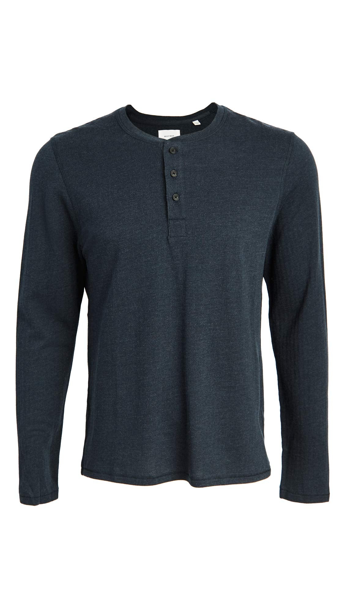 Billy Reid Men's Herringbone Terry Henley, True Navy, X-Large