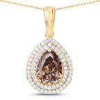 IGI Certified 2.01 Carat Genuine Brown Diamond Center and 0.29cttw White Diamond 18K Yellow Gold Pendant (2.30cttw)