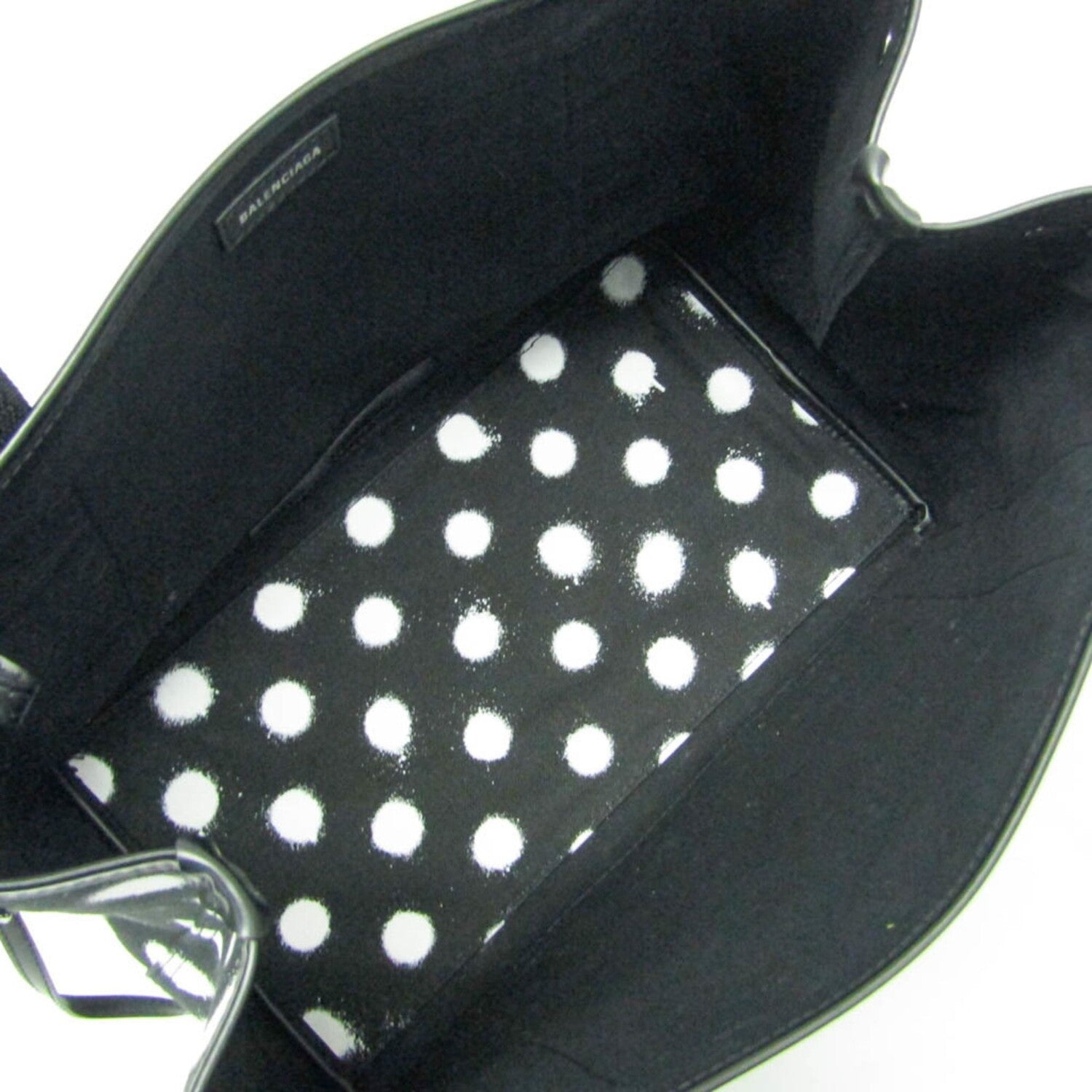Balenciaga // Canvas + Leather Navy Cabas S Dot Tote // Black + White // Pre-Owned
