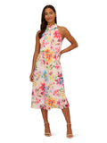 Adrianna Papell Women's Chiffon Halter Dress, Ivory Multi, 10