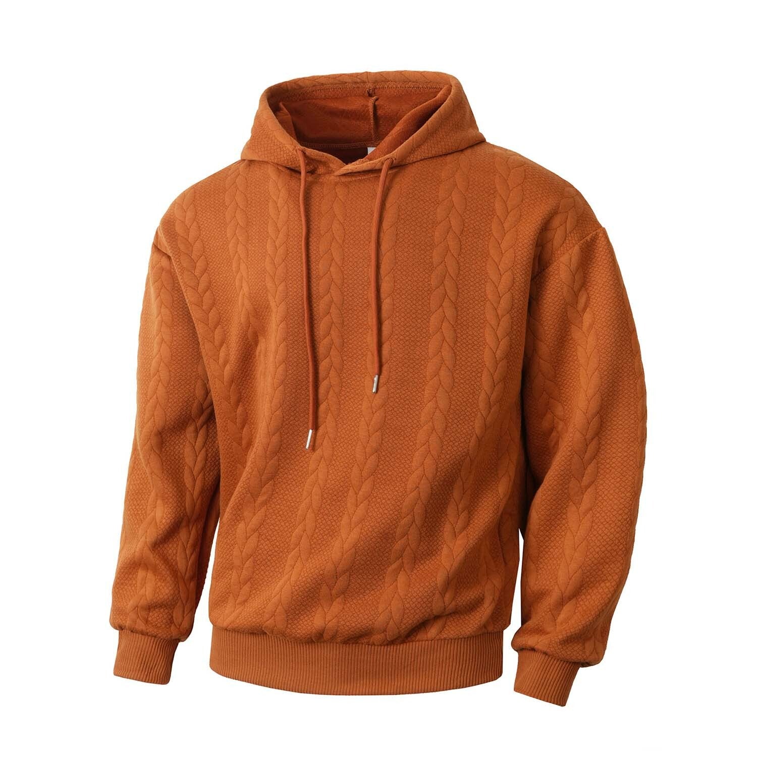Cableknit Textured Hoodie // Orange