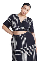 ELOQUII Women's Plus Size Printed Wrap Top - 22, Stripe Remix