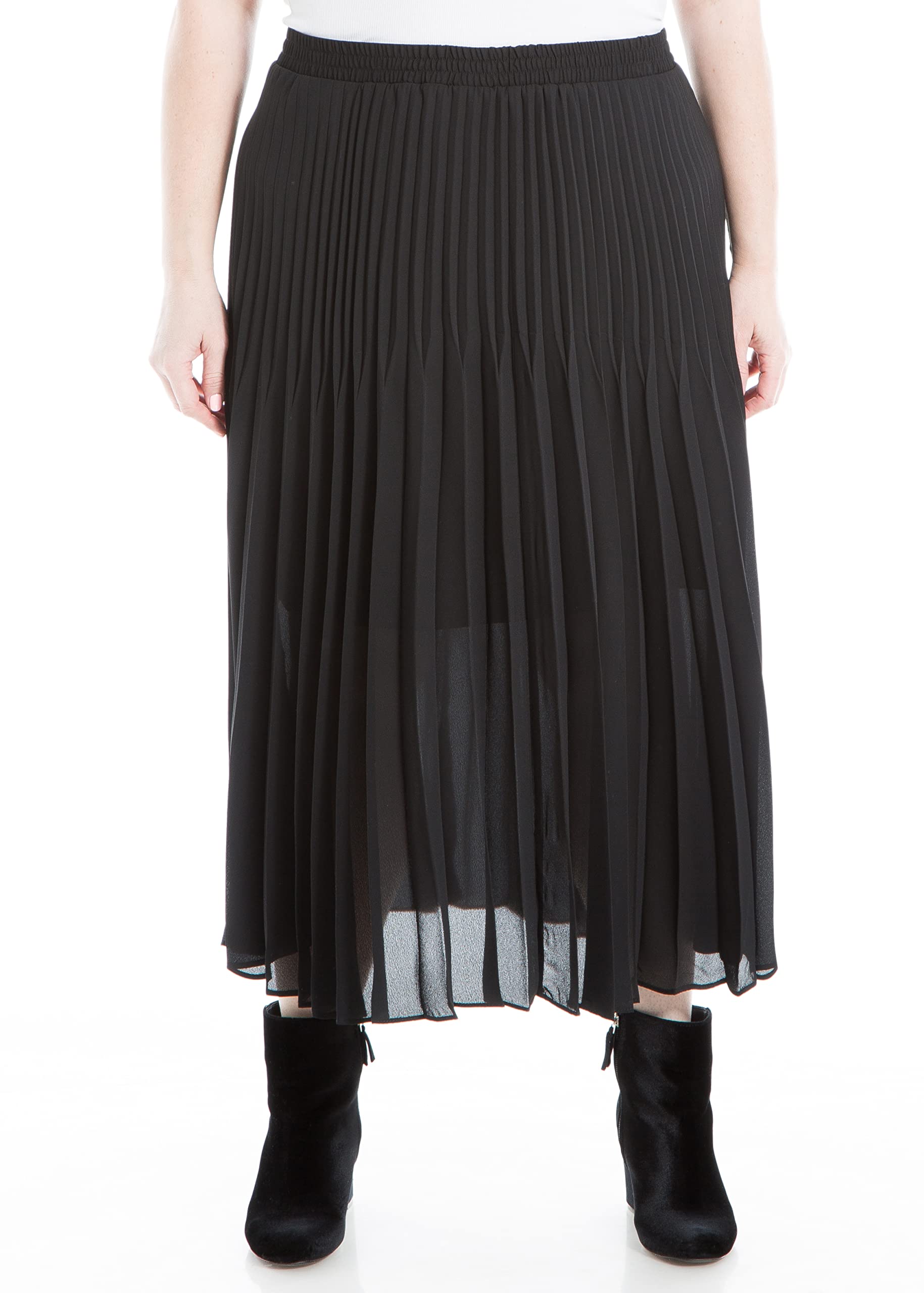 Max Studio Women's Plus Size Pleated Skirt, Black, 1X