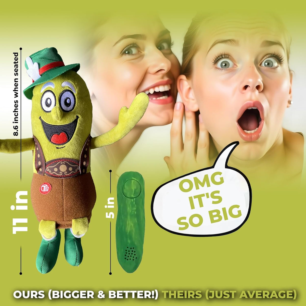 Annoying Yodeling Pickle - Hilarious Singing Plush Toy | Office Desk Prank Gift