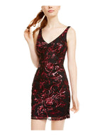 Sequin Hearts Womens Juniors V Neck Mesh Cocktail and Party Dress Black 13