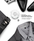 Vittorio Vico Unisex Leather Flower Lapel Pin