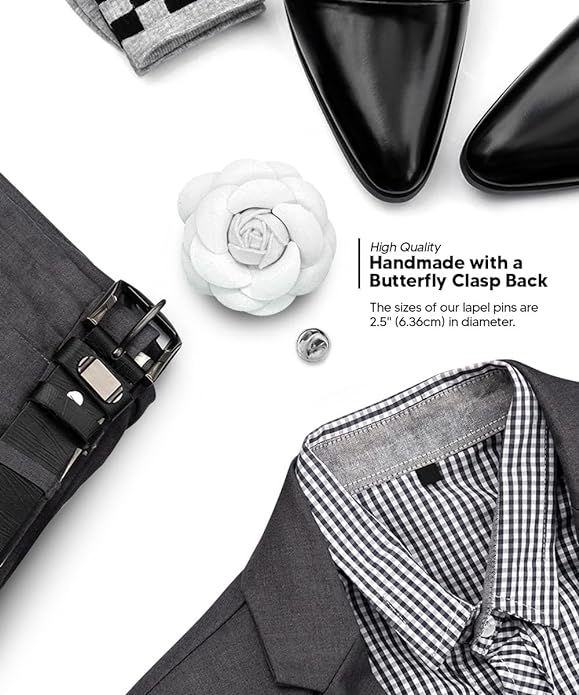 Vittorio Vico Unisex Leather Flower Lapel Pin