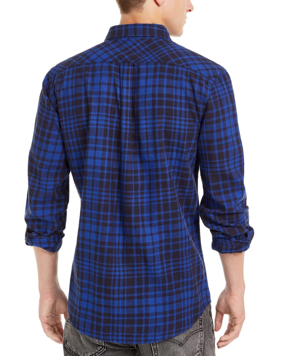 Levi's Mens Flannel Plaid Button-Down Shirt Blue L