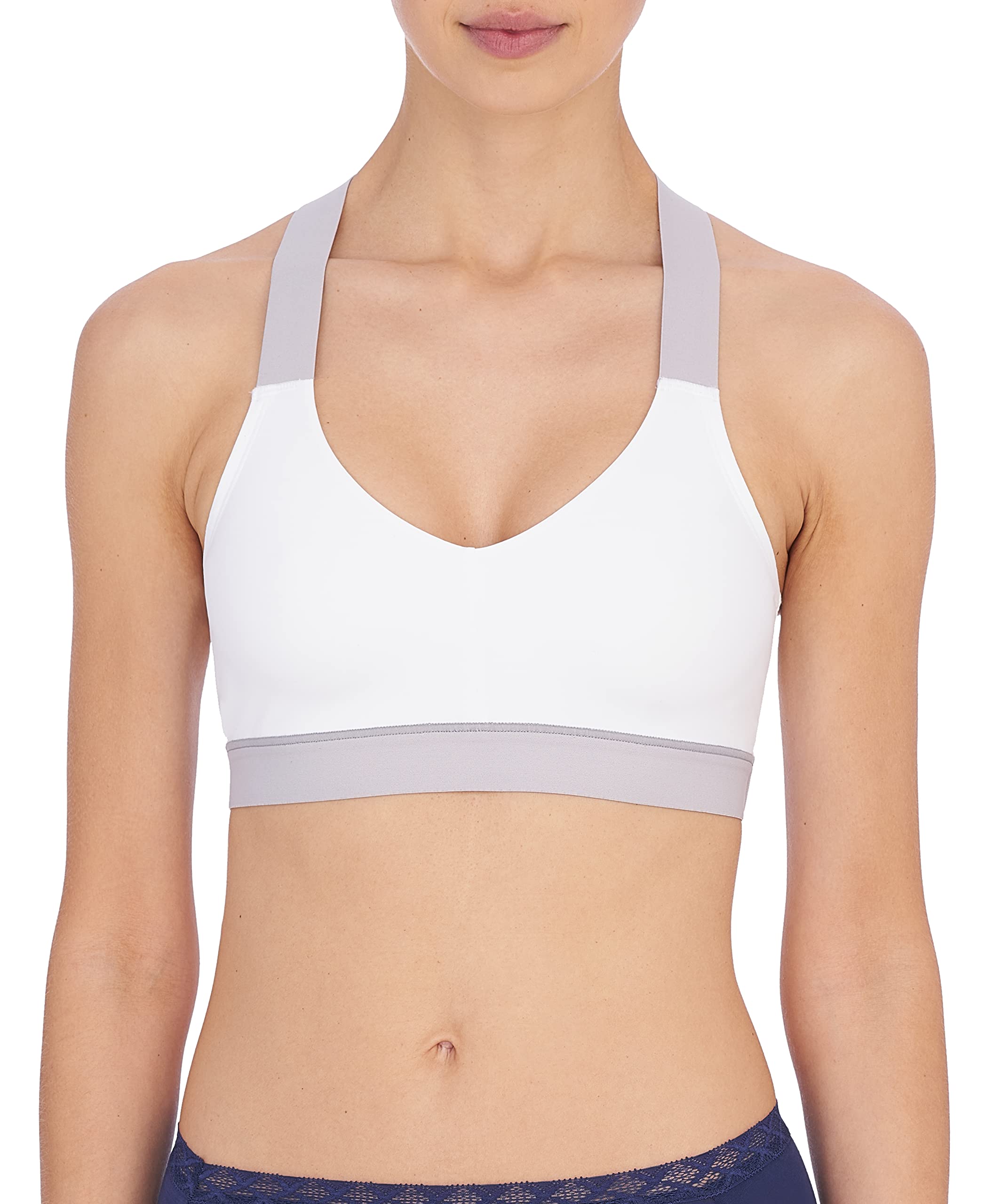 Natori Women Dynamic Racerback Sport Bralette (White/Lead, Medium)