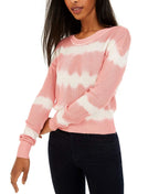 CRAVE FAME Juniors' Tie-Dyed Crew-Neck Sweater Pink Size Large