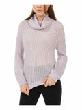 Planet Gold Womens Purple Knitted Printed Long Sleeve Cowl Neck T-Shirt Sweater Size XS