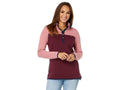 L.L.Bean Quilted Sweatshirt Mock Neck Tunic Color-Block (Rose Wash/Deep Wine) Women's Clothing