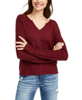 Planet Gold Juniors' Super Soft Ribbed Top (M, Zinfandel Heather)