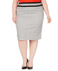 Calvin Klein Womens Plus Banded Office Pencil Skirt Black-Ivory 22W